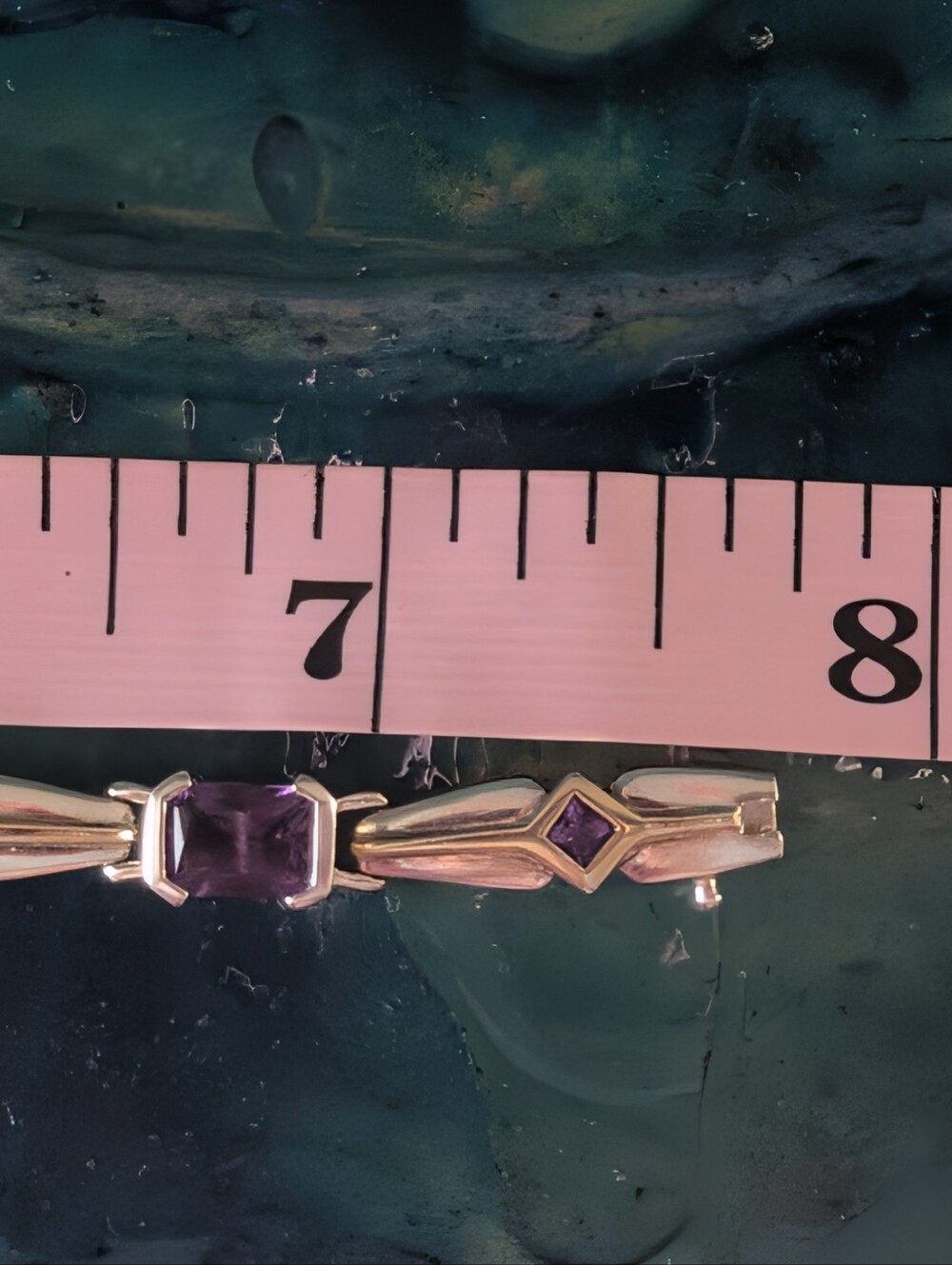 Art Deco Style Sterling Silver Amethyst Tennis Bracelet With Gold Accents - Picture 10 of 16